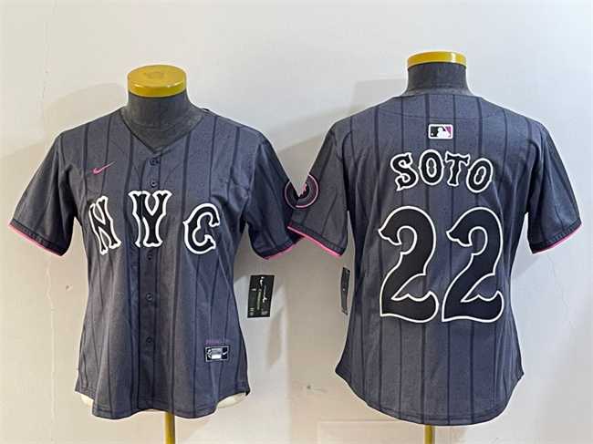 Women%27s New York Mets #22 Juan Soto Graphite 2024 City Connect Limited Stitched Jersey->mlb womens jerseys->MLB Jersey